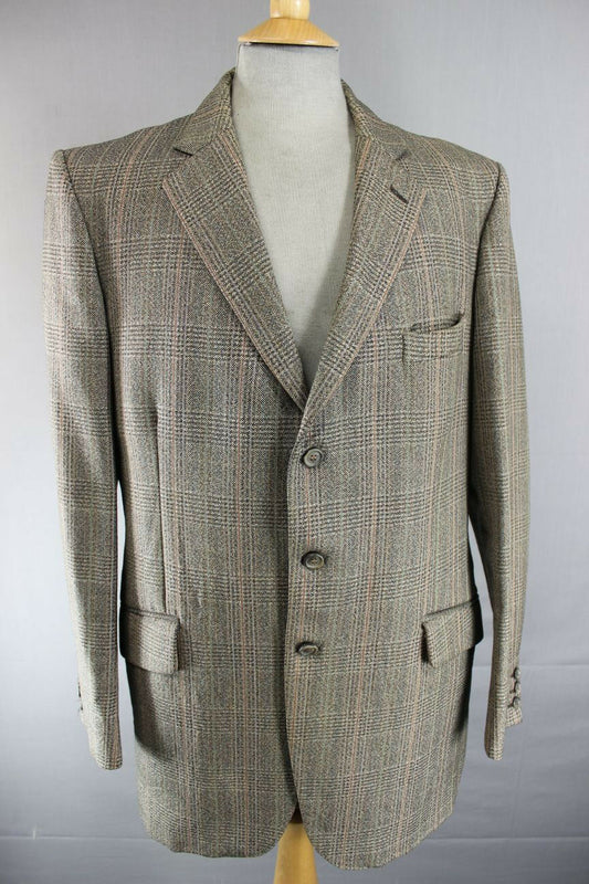 CLASSIC VINTAGE JOHN G.HARDY BRITISH MADE PURE WOOL CHECKED TWEED JACKET 42 INCH