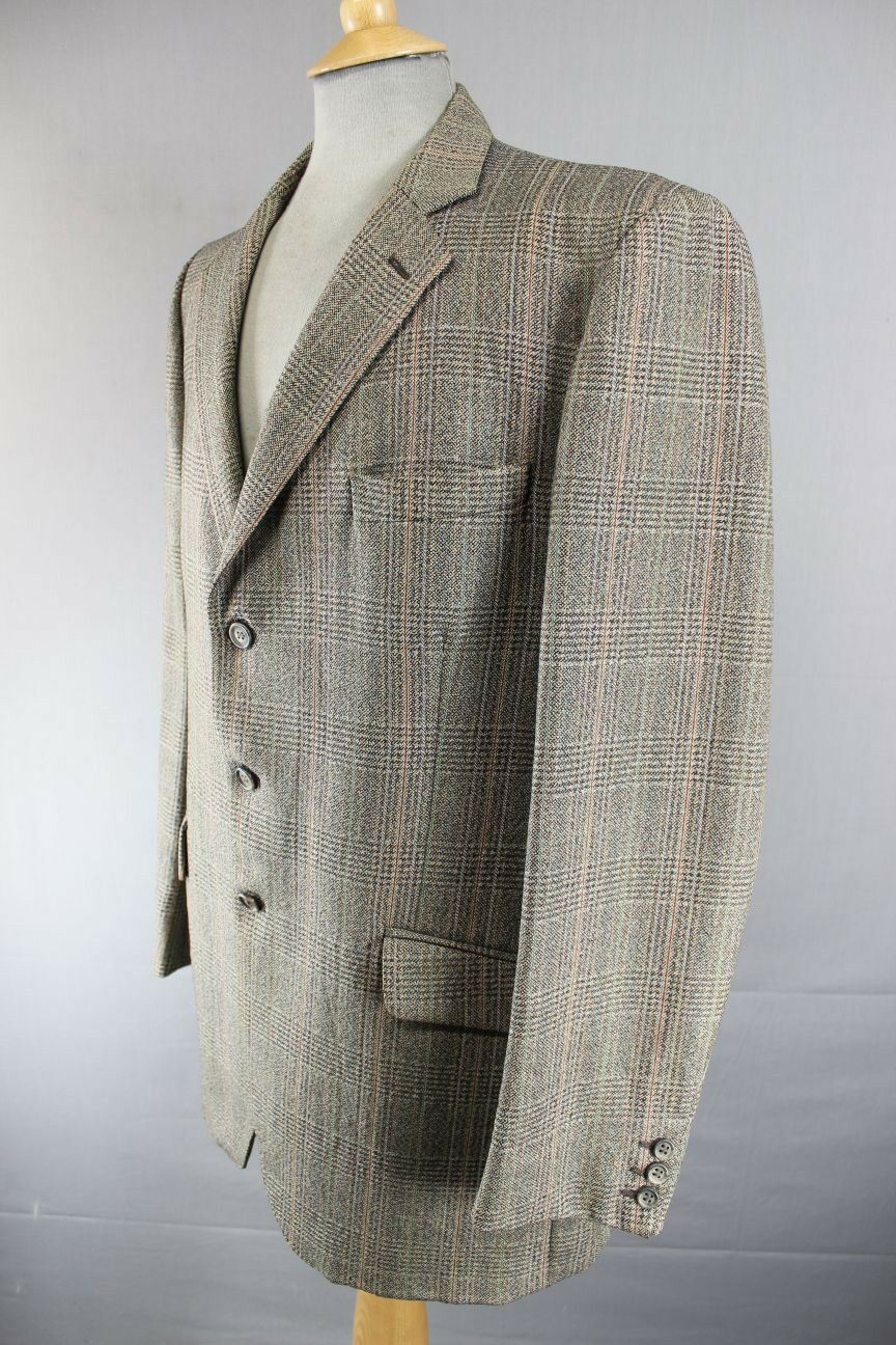 CLASSIC VINTAGE JOHN G.HARDY BRITISH MADE PURE WOOL CHECKED TWEED JACKET 42 INCH