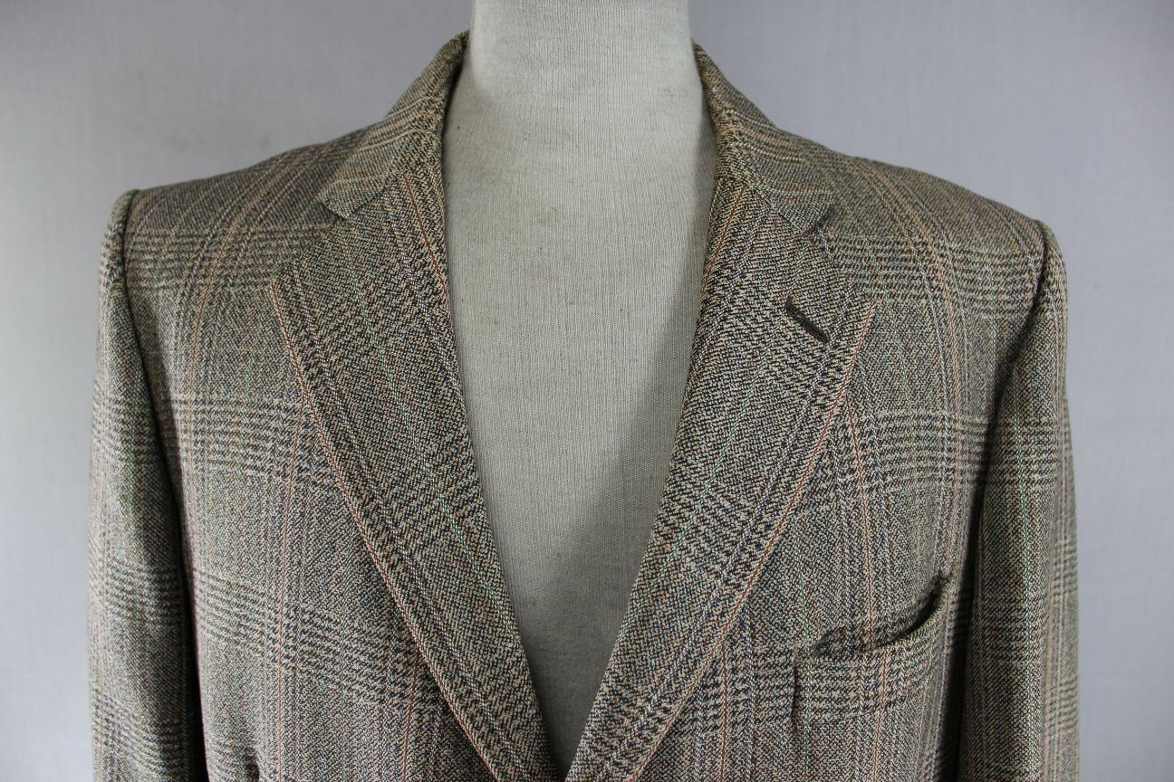 CLASSIC VINTAGE JOHN G.HARDY BRITISH MADE PURE WOOL CHECKED TWEED JACKET 42 INCH