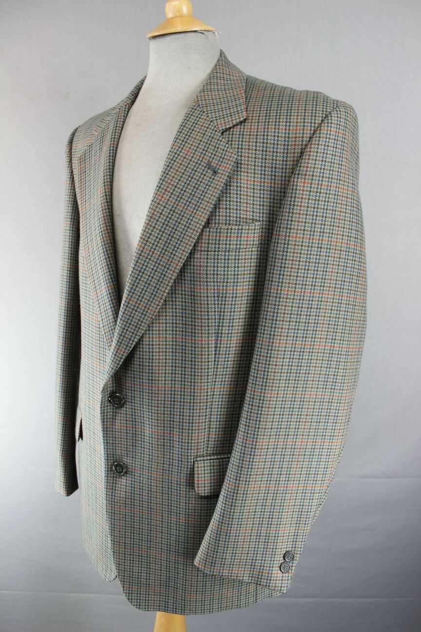 CLASSIC SKOPES GREEN HOUNDSTOTH CHECKED WOOL BLEND  JACKET 40 INCH