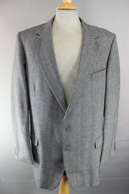 SUPERB JOHN G. HARDY BESPOKE TAILORED PURE WOOL GREY CHECKED JACKET 44 INCH