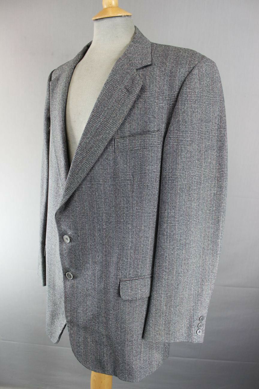 SUPERB JOHN G. HARDY BESPOKE TAILORED PURE WOOL GREY CHECKED JACKET 44 INCH