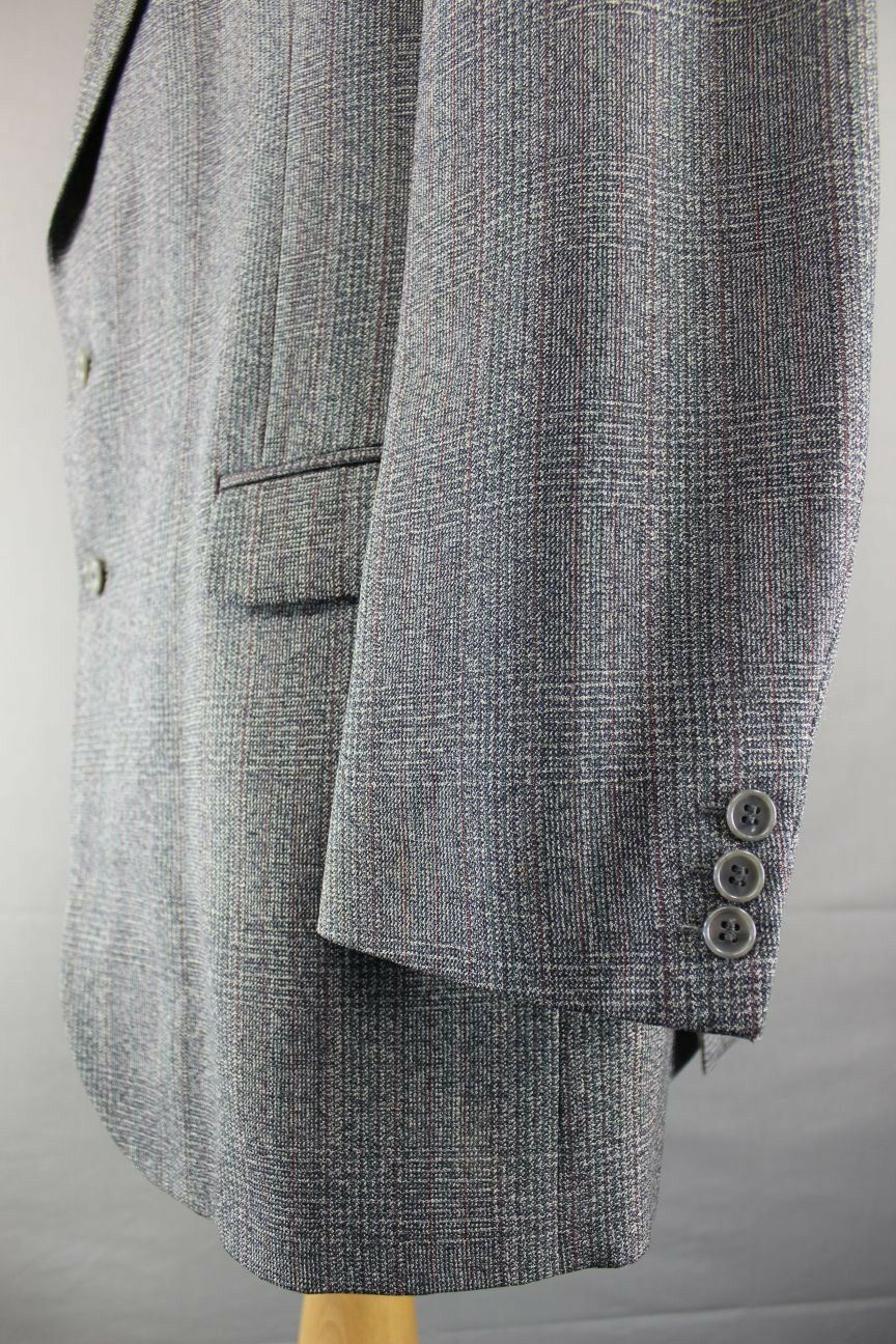 SUPERB JOHN G. HARDY BESPOKE TAILORED PURE WOOL GREY CHECKED JACKET 44 INCH