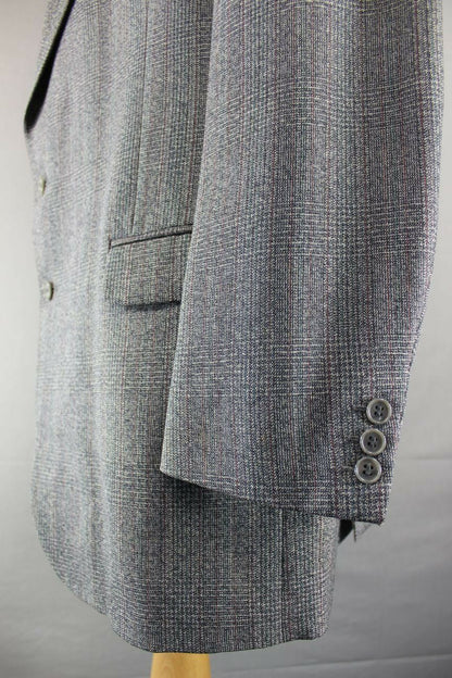 SUPERB JOHN G. HARDY BESPOKE TAILORED PURE WOOL GREY CHECKED JACKET 44 INCH