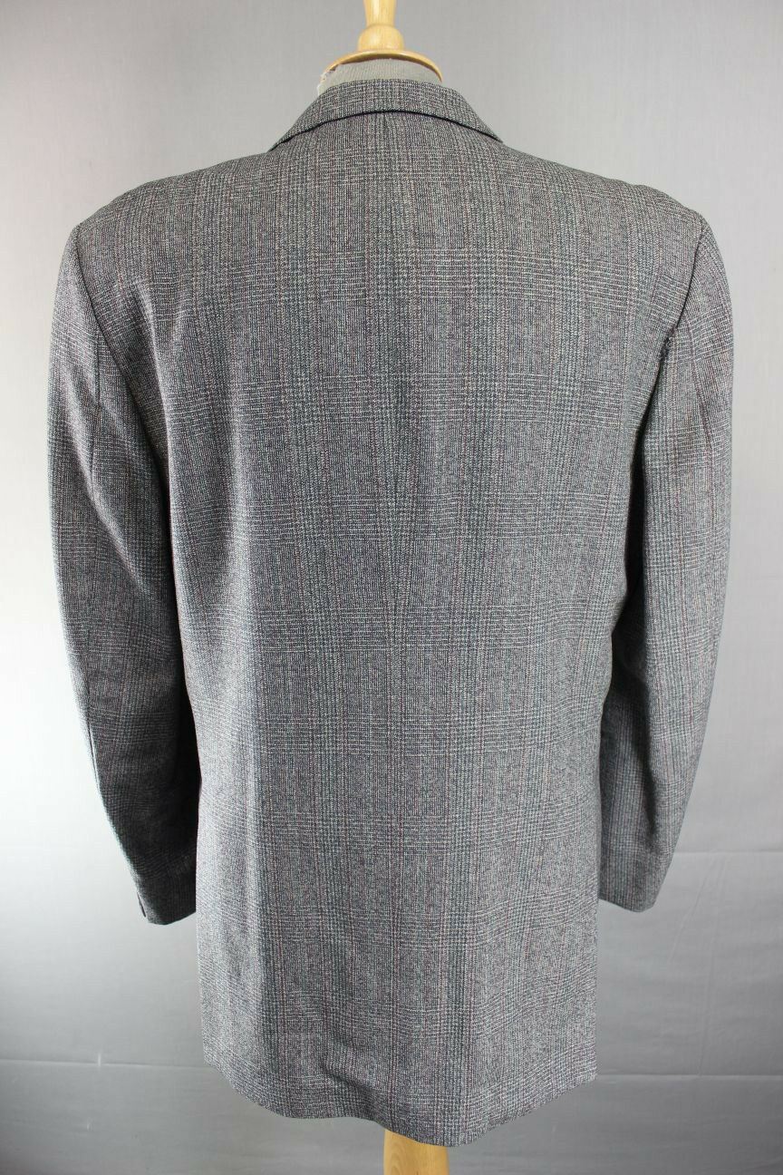 SUPERB JOHN G. HARDY BESPOKE TAILORED PURE WOOL GREY CHECKED JACKET 44 INCH