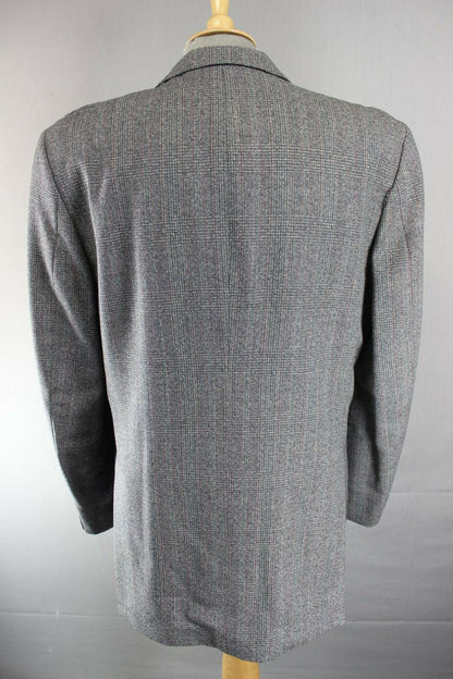 SUPERB JOHN G. HARDY BESPOKE TAILORED PURE WOOL GREY CHECKED JACKET 44 INCH