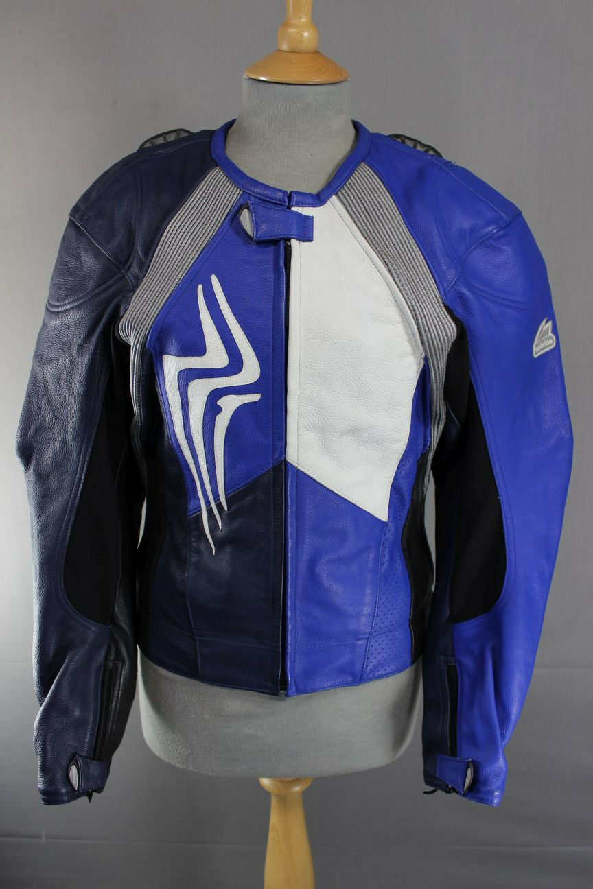 HEIN GERICKE PRO SPORTS LEATHER BIKER JACKET WITH REMOVABLE CE PROTECTORS: 36 IN