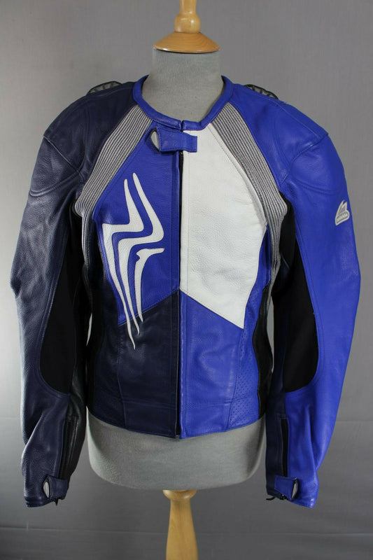 HEIN GERICKE PRO SPORTS LEATHER BIKER JACKET WITH REMOVABLE CE PROTECTORS: 36 IN