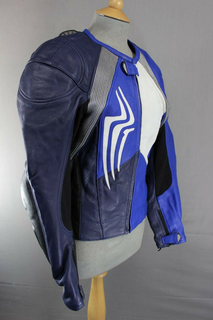 HEIN GERICKE PRO SPORTS LEATHER BIKER JACKET WITH REMOVABLE CE PROTECTORS: 36 IN