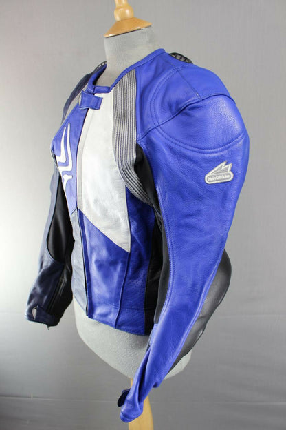 HEIN GERICKE PRO SPORTS LEATHER BIKER JACKET WITH REMOVABLE CE PROTECTORS: 36 IN