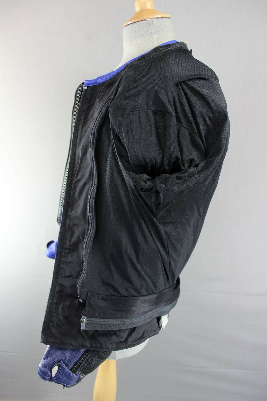 HEIN GERICKE PRO SPORTS LEATHER BIKER JACKET WITH REMOVABLE CE PROTECTORS: 36 IN