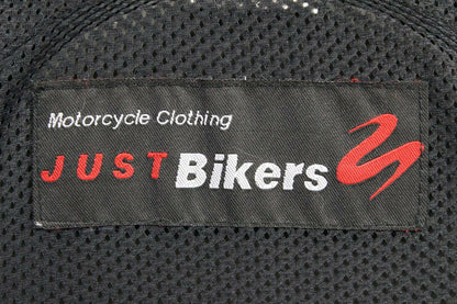 JUST BIKERS BLACK LEATHER BIKER JACKET+BACK, SHOULDER & ELBOW CE ARMOUR: SIZE 12