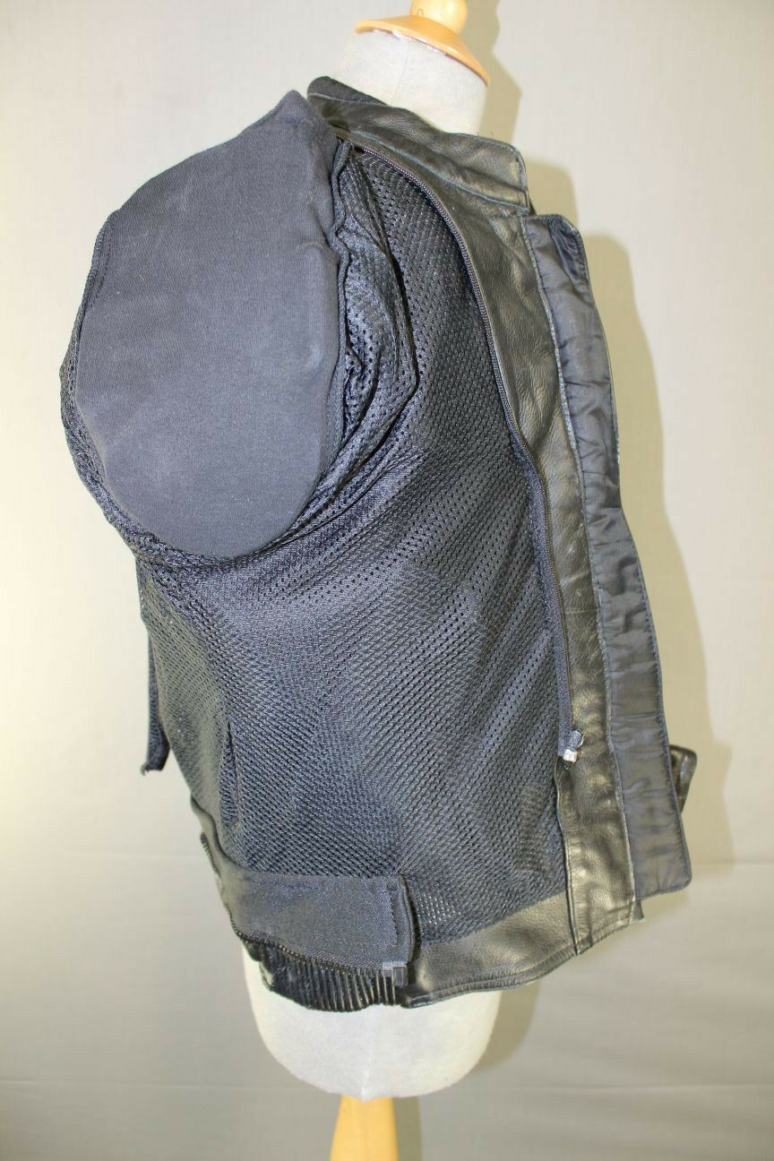 JUST BIKERS BLACK LEATHER BIKER JACKET+BACK, SHOULDER & ELBOW CE ARMOUR: SIZE 12
