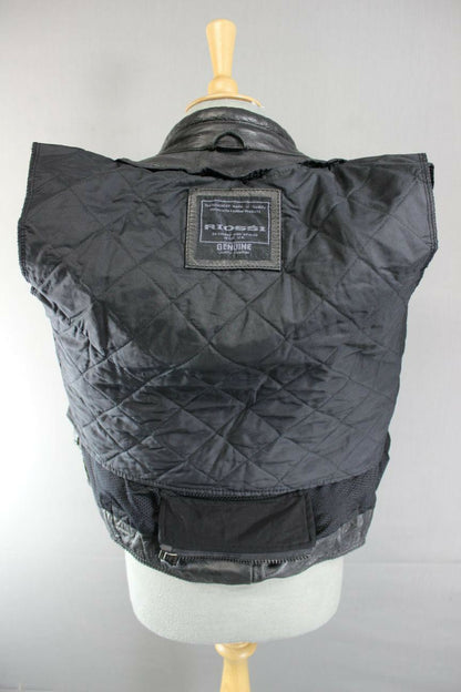 RIOSSI BRITISH BLACK COWHIDE LEATHER BIKER JACKET WITH THERMAL LINING SIZE 12