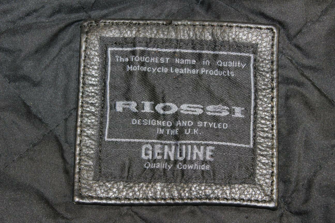 RIOSSI BRITISH BLACK COWHIDE LEATHER BIKER JACKET WITH THERMAL LINING SIZE 12