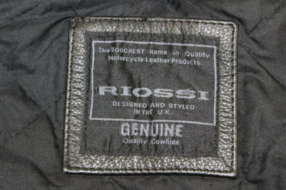 RIOSSI BRITISH BLACK COWHIDE LEATHER BIKER JACKET WITH THERMAL LINING SIZE 12