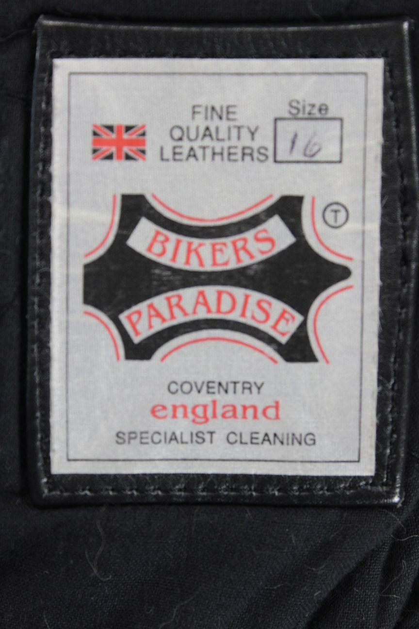 BRITISH MADE BIKER'S PARADISE BLACK COWHIDE LEATHER CE BIKER JACKET SIZE 16