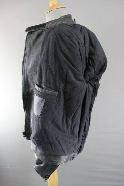 BRITISH MADE BIKER'S PARADISE BLACK COWHIDE LEATHER CE BIKER JACKET SIZE 16