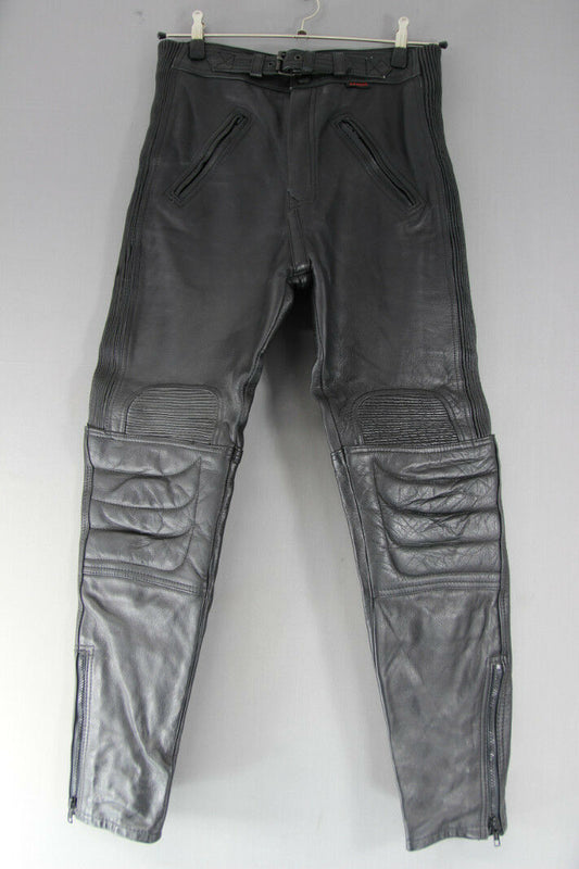 APACHE LEATHERS BLACK 'SULBY' BIKER TROUSERS: WAIST 30 INCH/INSIDE LEG 28.5 INCH