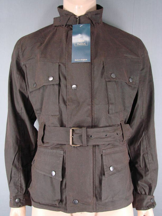 NEW WITH TAGS ROYAL PADDOCK BELTED BROWN WAXED PURE COTTON JACKETS-S/M/L/XL/XXL