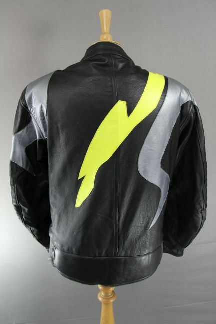 SWIFT INNOVATION LEATHER BIKER JACKET + SHOULDER & ELBOW PROTECTORS 38 IN/SMALL