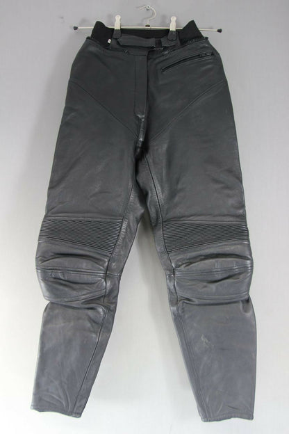 CLASSIC IXS BLACK LEATHER BIKER TROUSERS: WAIST 28 INCHES/INSIDE LEG 28 INCHES