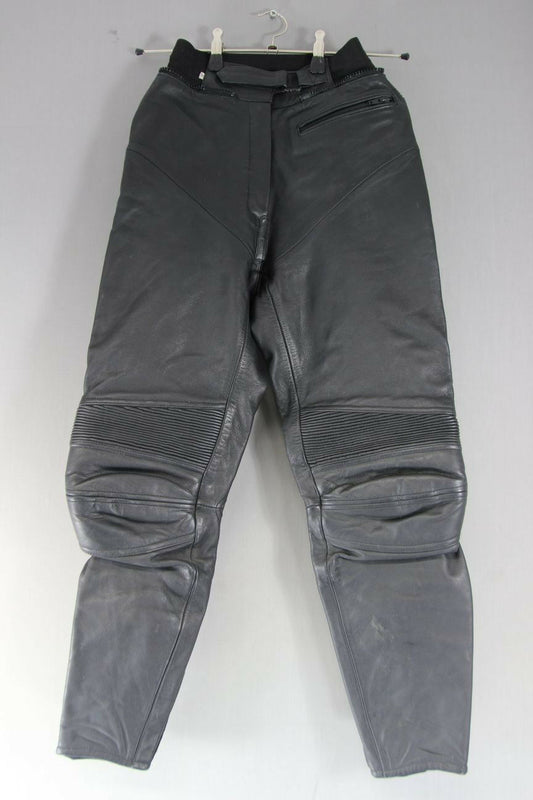 CLASSIC IXS BLACK LEATHER BIKER TROUSERS: WAIST 28 INCHES/INSIDE LEG 28 INCHES