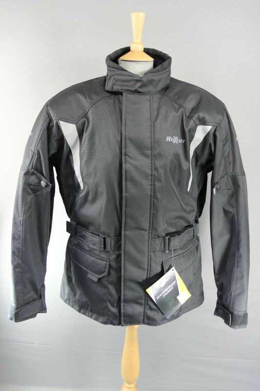 ROXTER BLACK WATERPROOF TEXTILE BIKER JACKET + CE ARMOUR/THERMAL LINING: XL-5XL