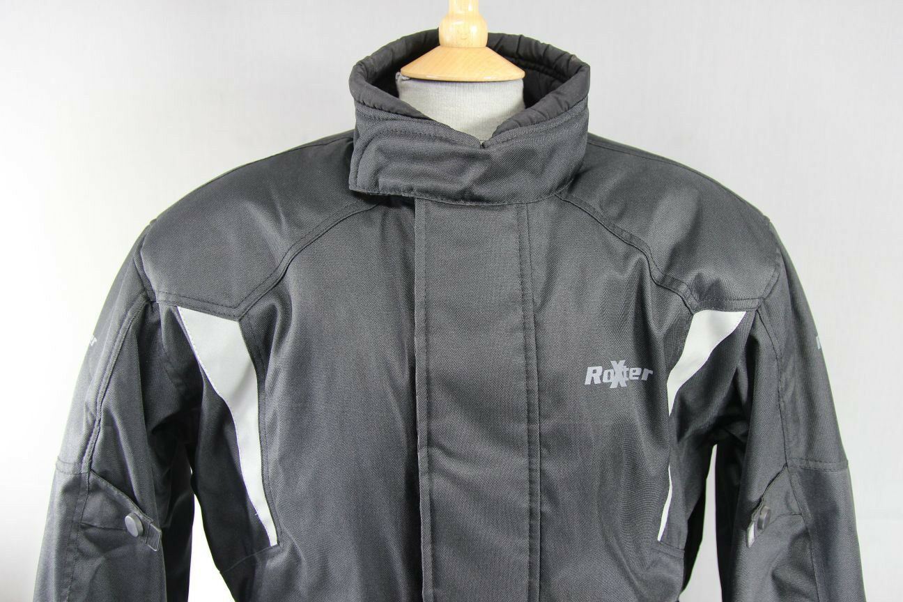 ROXTER BLACK WATERPROOF TEXTILE BIKER JACKET + CE ARMOUR/THERMAL LINING: XL-5XL