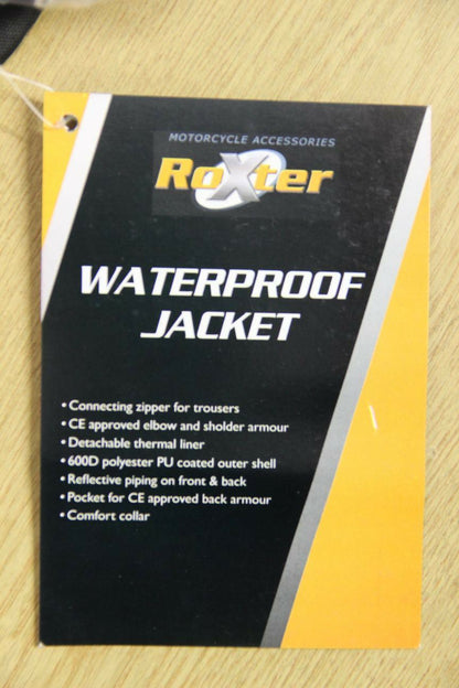 ROXTER BLACK WATERPROOF TEXTILE BIKER JACKET + CE ARMOUR/THERMAL LINING: XL-5XL