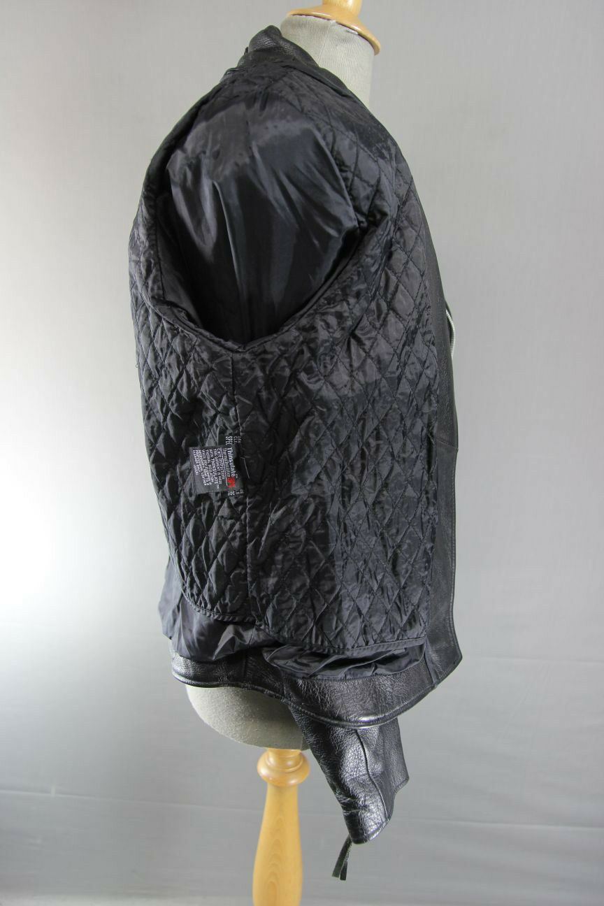 CHROME RETRO BLACK LEATHER PUNK ROCK VINTAGE NEGAN STYLE BIKER JACKET 38 INCH