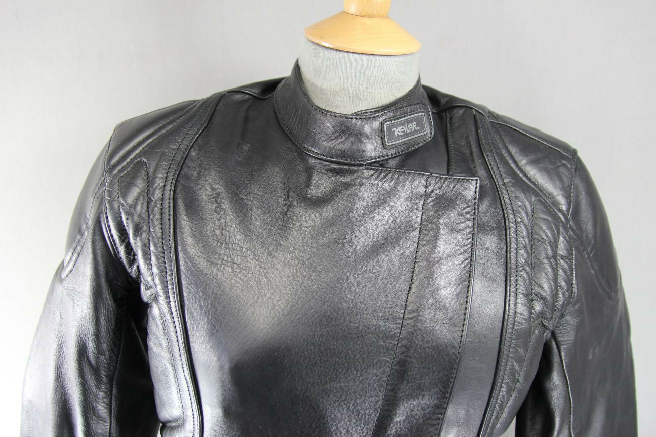 BIKERS PARADISE COWHIDE LEATHER CE STEALTH BIKER JACKET + THERMAL LINING SIZE 12