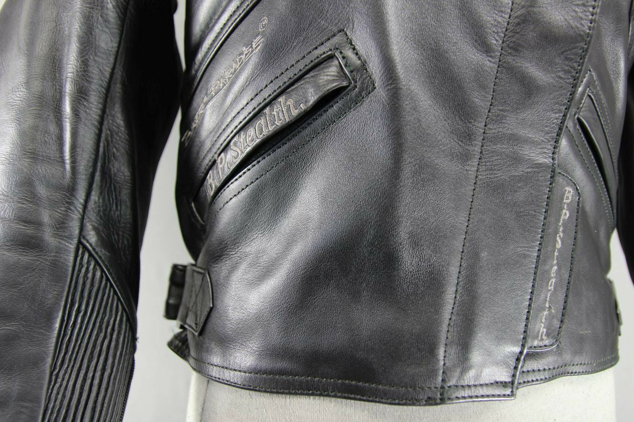 BIKERS PARADISE COWHIDE LEATHER CE STEALTH BIKER JACKET + THERMAL LINING SIZE 12