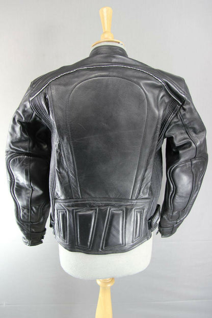 BIKERS PARADISE COWHIDE LEATHER CE STEALTH BIKER JACKET + THERMAL LINING SIZE 12