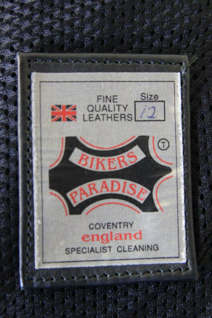 BIKERS PARADISE COWHIDE LEATHER CE STEALTH BIKER JACKET + THERMAL LINING SIZE 12