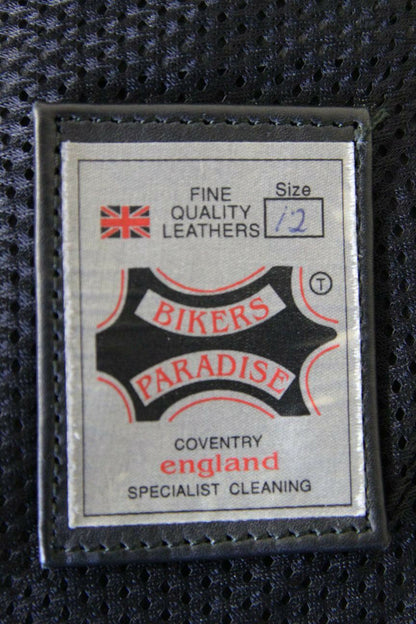 BIKERS PARADISE COWHIDE LEATHER CE STEALTH BIKER JACKET + THERMAL LINING SIZE 12