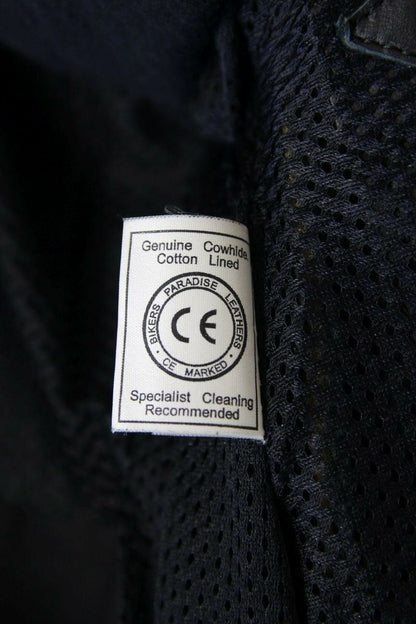 BIKERS PARADISE COWHIDE LEATHER CE STEALTH BIKER JACKET + THERMAL LINING SIZE 12