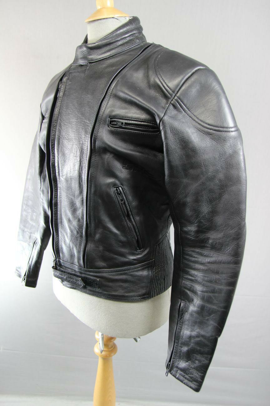 CLASSIC PRO LINE BLACK LEATHER BIKER JACKET 40 INCH