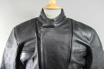 CLASSIC PRO LINE BLACK LEATHER BIKER JACKET 40 INCH