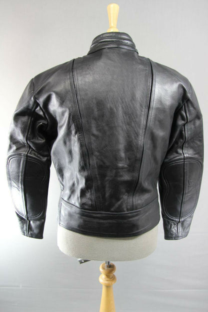 CLASSIC PRO LINE BLACK LEATHER BIKER JACKET 40 INCH