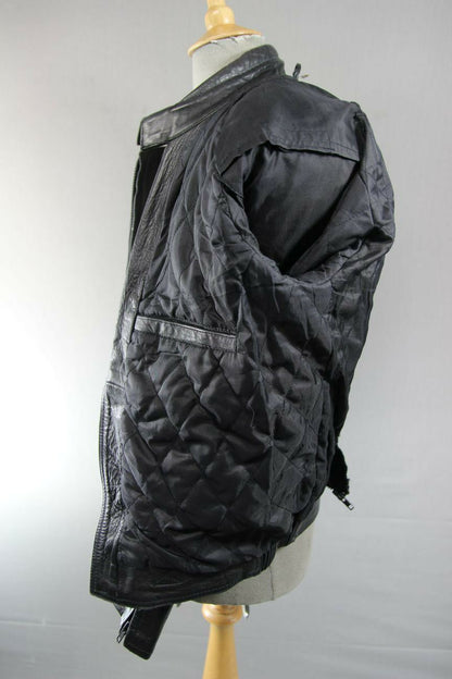 CLASSIC PRO LINE BLACK LEATHER BIKER JACKET 40 INCH