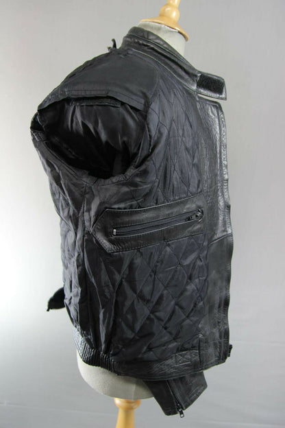 CLASSIC PRO LINE BLACK LEATHER BIKER JACKET 40 INCH