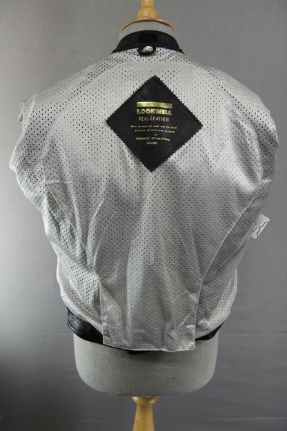 AMAZING LOOKWELL LASER BLACK & SILVER LEATHER BIKER JACKET SIZE 16