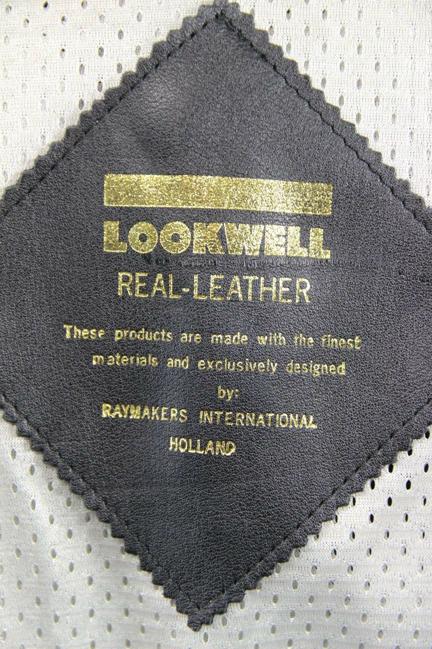 AMAZING LOOKWELL LASER BLACK & SILVER LEATHER BIKER JACKET SIZE 16