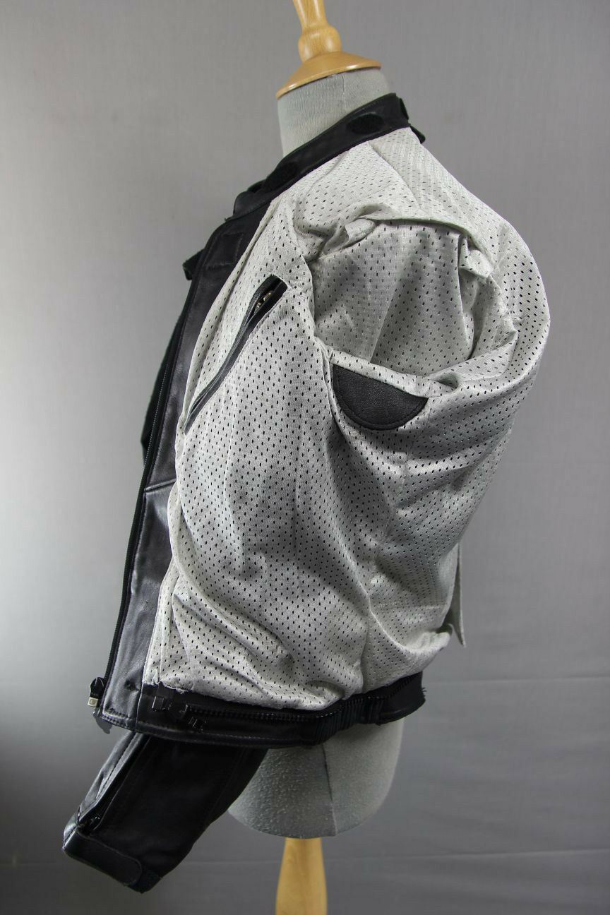 AMAZING LOOKWELL LASER BLACK & SILVER LEATHER BIKER JACKET SIZE 16