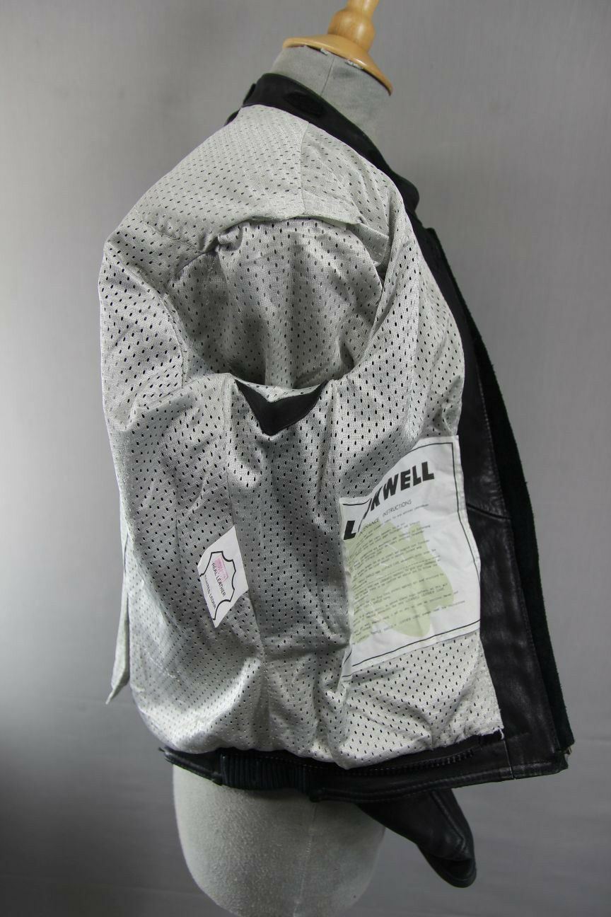 AMAZING LOOKWELL LASER BLACK & SILVER LEATHER BIKER JACKET SIZE 16