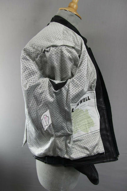 AMAZING LOOKWELL LASER BLACK & SILVER LEATHER BIKER JACKET SIZE 16