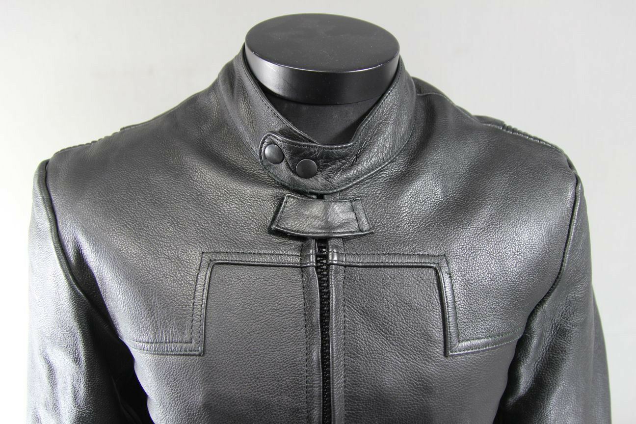 CLASSIC BUFFALO BLACK LEATHER BIKER JACKET 36 INCH