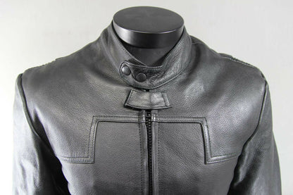 CLASSIC BUFFALO BLACK LEATHER BIKER JACKET 36 INCH