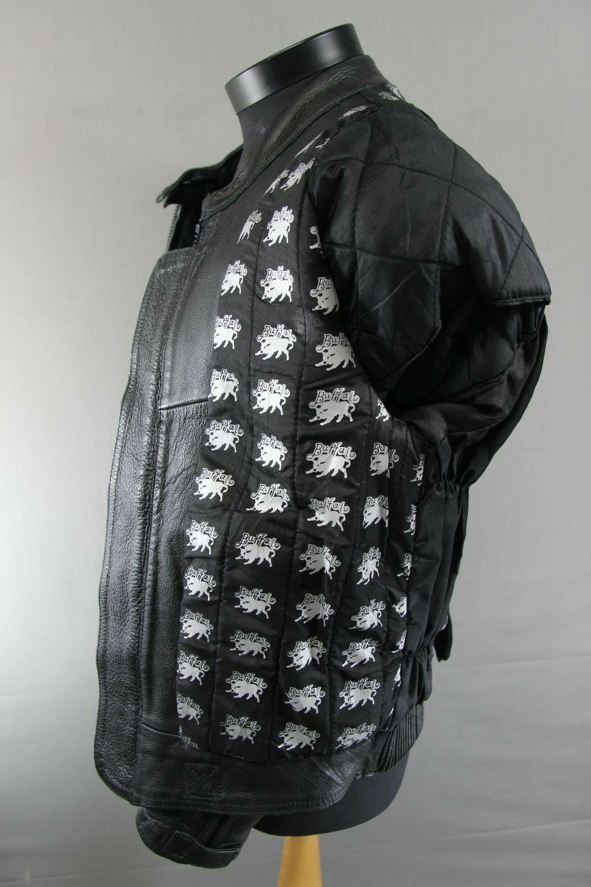 CLASSIC BUFFALO BLACK LEATHER BIKER JACKET 36 INCH